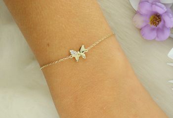 Bransoletka damska Nomination Italy z motylkiem – srebro 925 pozłacane 18K złotem, zdobiona cyrkoniami. Regulowana długość 16–19 cm. Symbol lekkości i kobiecości. Idealna na prezent! (2).jpg